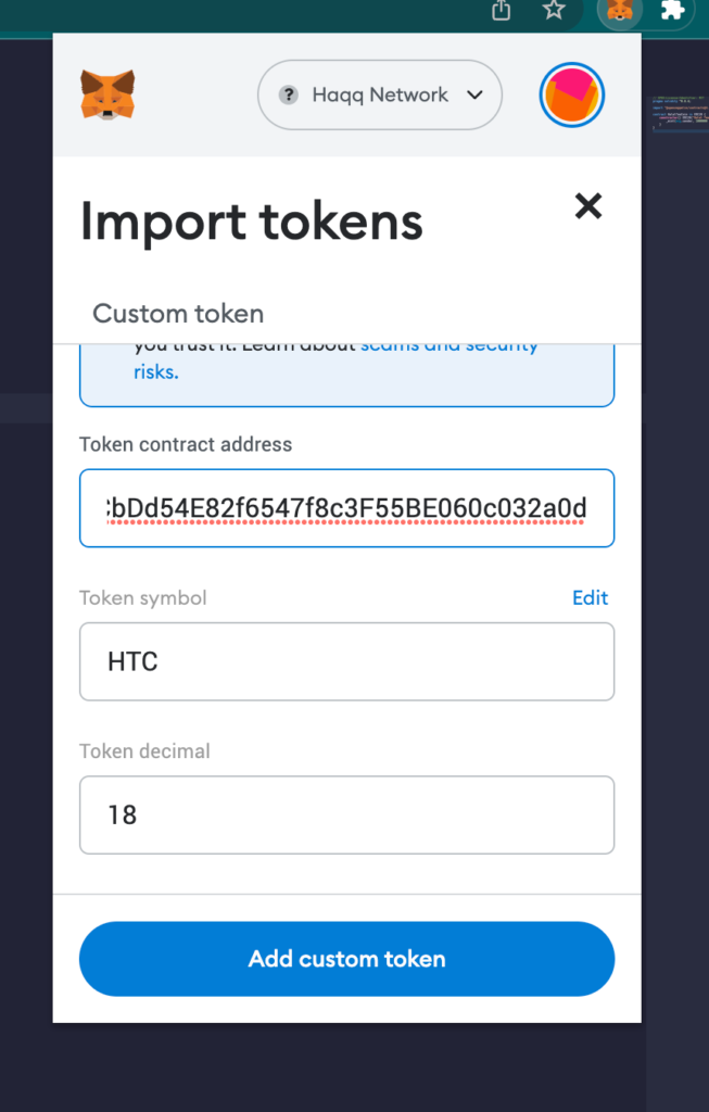 Token contract address Token contract address