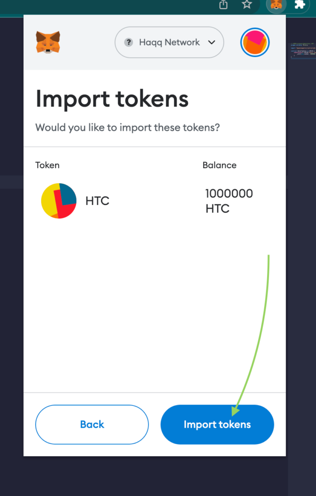 Import tokens Import tokens